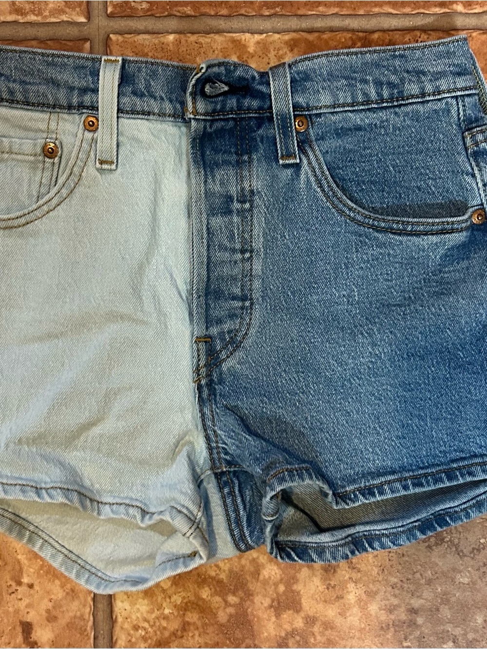 Levi's Two-Tone Denim Shorts - Light Blue & Dark Blue